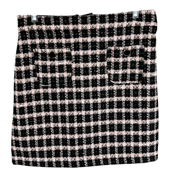 Maison d' Amelie Paris NEW Womens 6 Pink Black Tweed Mini Skirt Clueless Preppy - Picture 6 of 12
